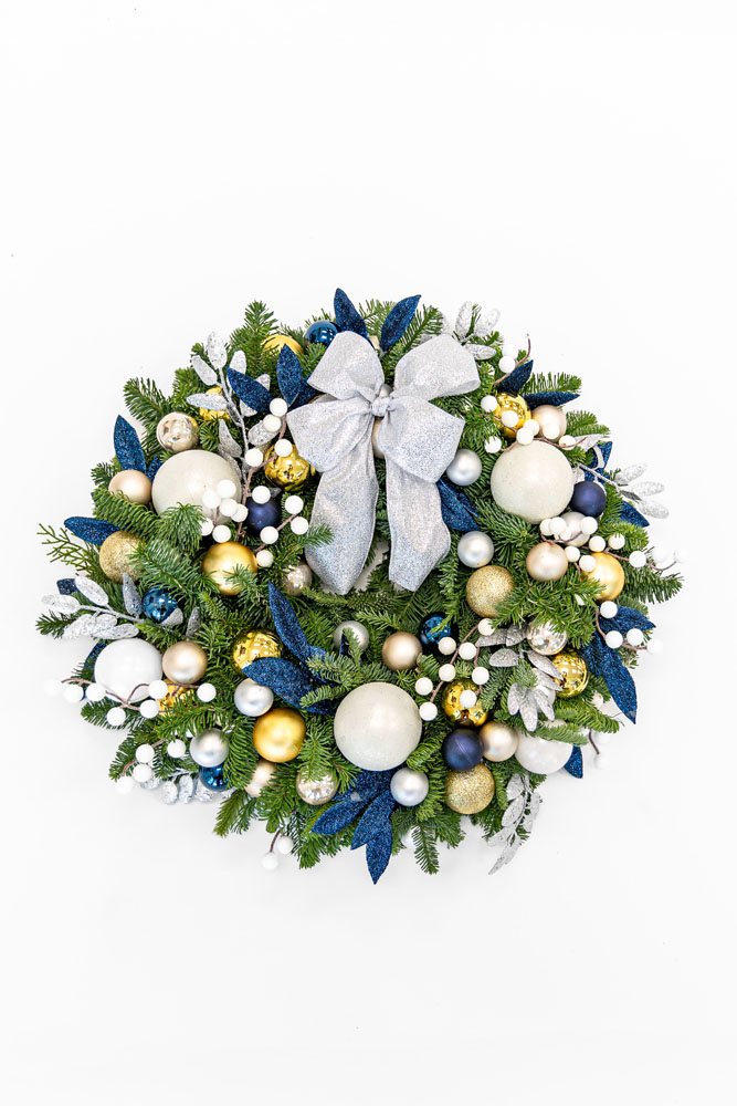 Navy, White and Gold Wreath